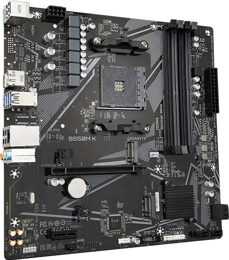 Placa Mãe Gigabyte B550M K , AMD AM4, Micro ATX, 4xDDR4