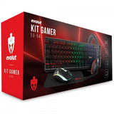 Combo Gamer Evolut Starter EG-54, 4 em 1, Teclado, Mouse, Headset e Mousepad, Rainbow, Preto