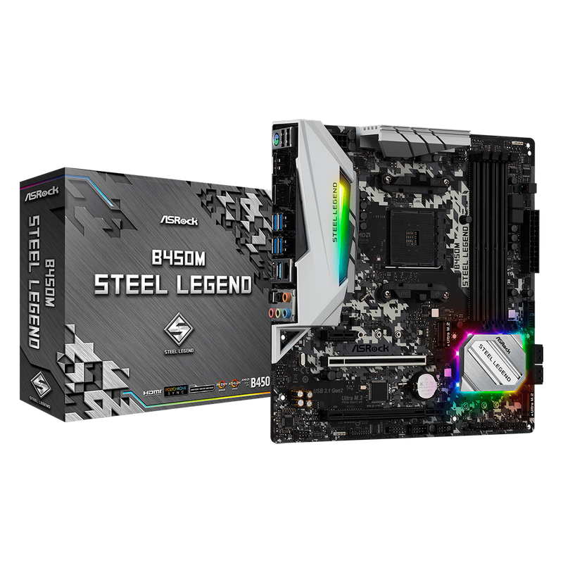 Placa Mãe ASRock B450M Steel Legend, Chipset B450, AMD AM4, mATX, DDR4